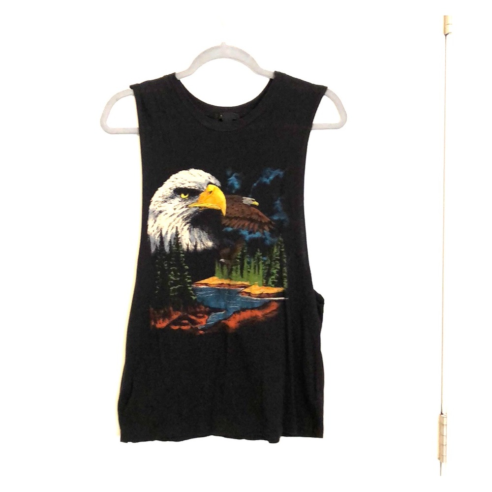 Black muscle tank with eagle on front
